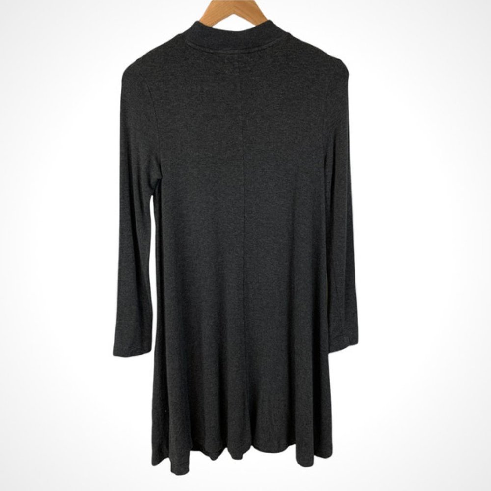 Lou & Grey Signaturesoft Mock Neck Dress Charcoal Grey Size Medium Mini